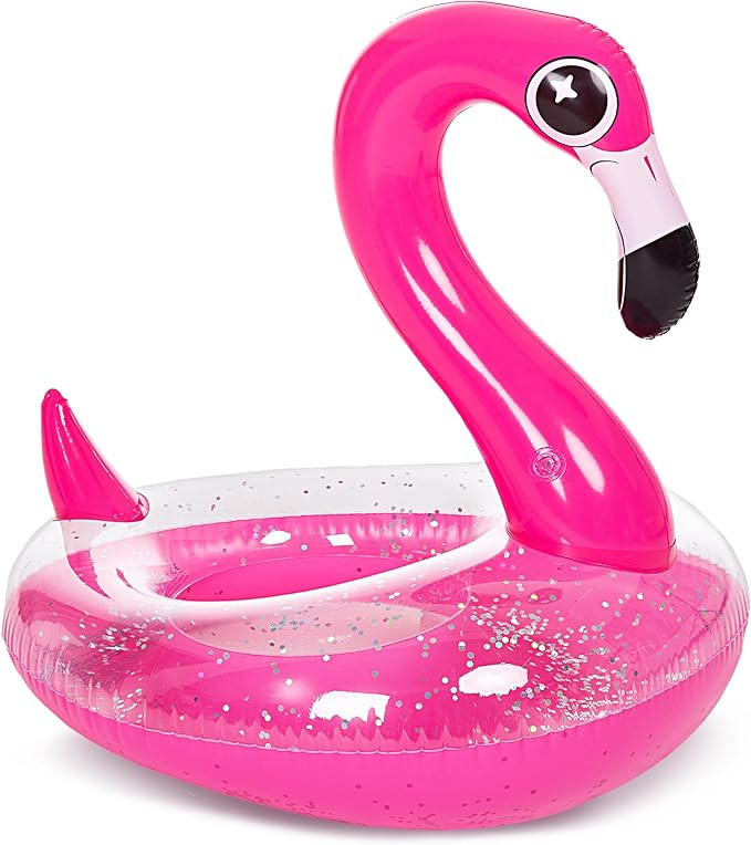 JOYIN Inflatable Flamingo Pool Floats - Flamingo Pool Tube Swim Ring Floaties with Glitter for Ad... | Amazon (US)
