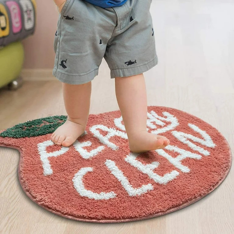 Bath Rug for Kids Pink Peach Shape Decor Mat Bathtub Bathroom Doormats, 21.6x24.8inch | Walmart (US)