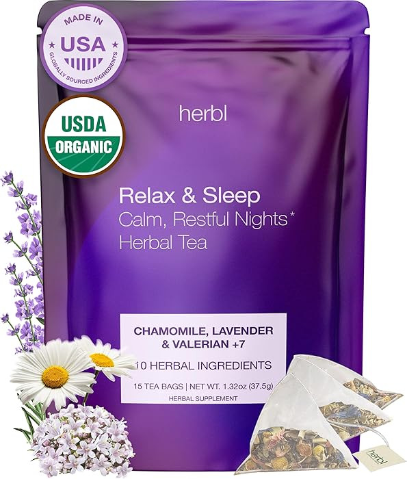 Organic Chamomile Lavender Tea - Relax & Sleep Tea - Chamomile Tea with Valerian, Lavender, Passi... | Amazon (US)