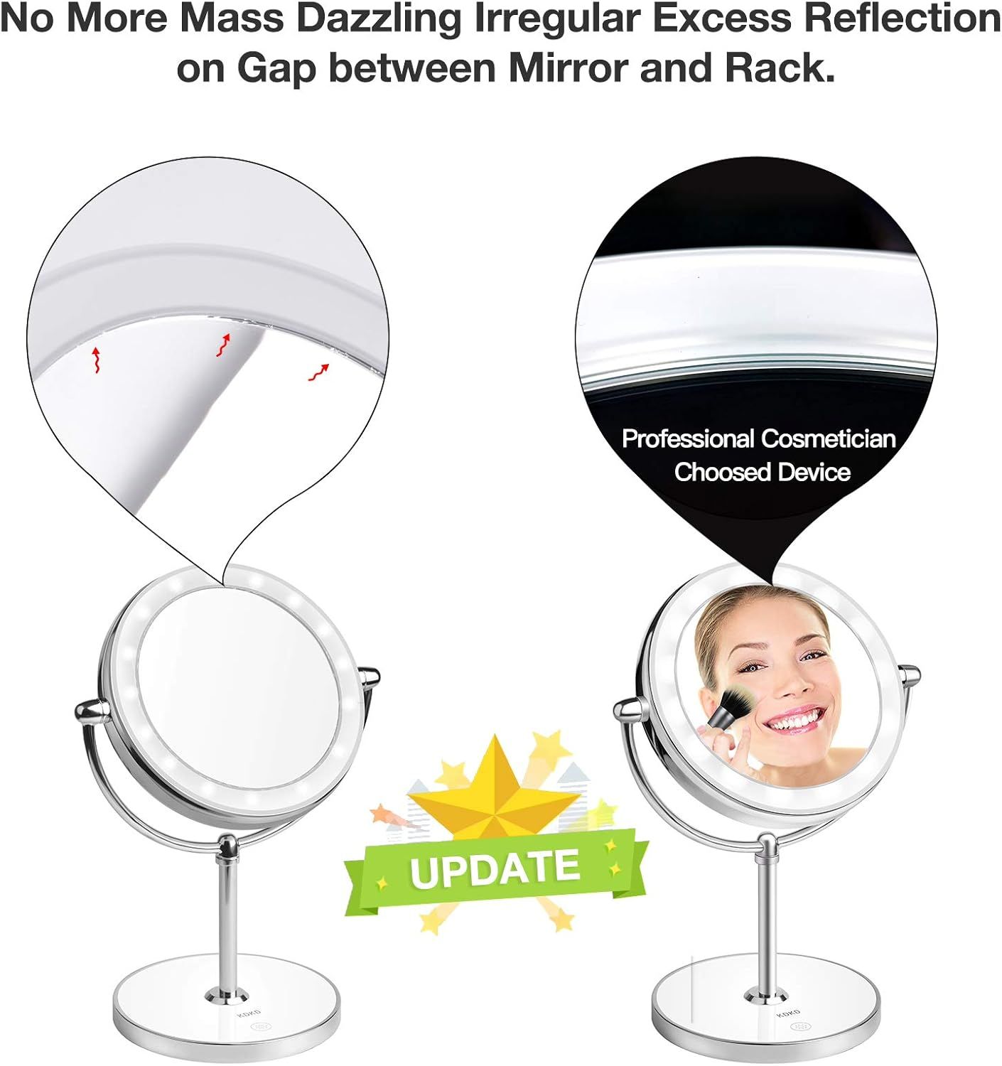KDKD Lighted Makeup Mirror 1X 7X Magnification Double Sided Round Shape with Base Touch Button, C... | Amazon (US)