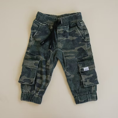 Kids Wes Cargo Denim Jeans Camo 6-12M - Olive + Scout | Target