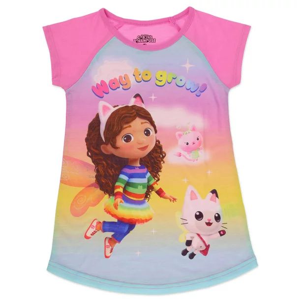 Gabby's Dollhouse, Toddler Girls Pajama Nightshirt with Raglan Short Sleeves, Pink, Toddler Size ... | Walmart (US)