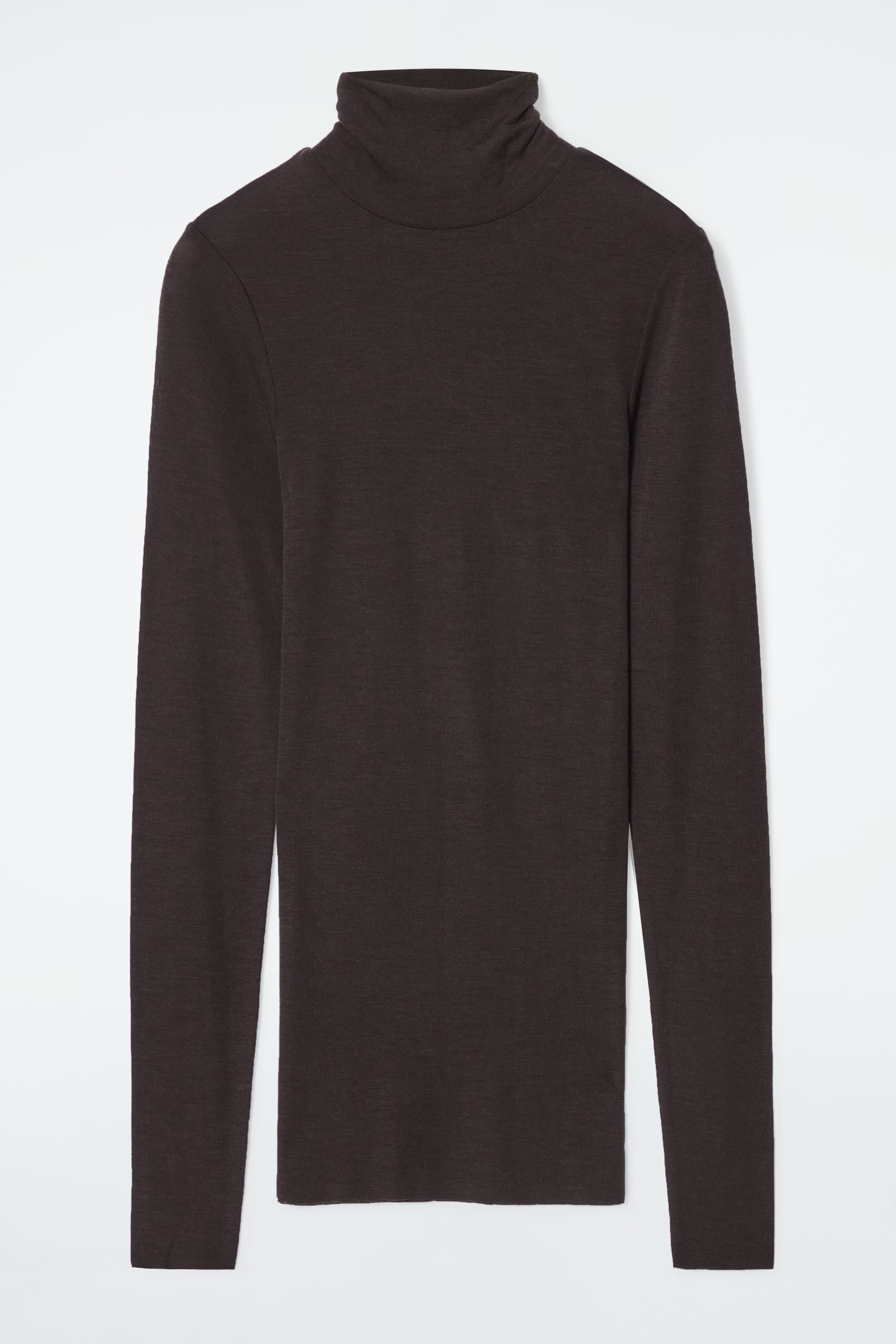 MERINO WOOL TURTLENECK TOP - DARK BROWN | COS (AU)