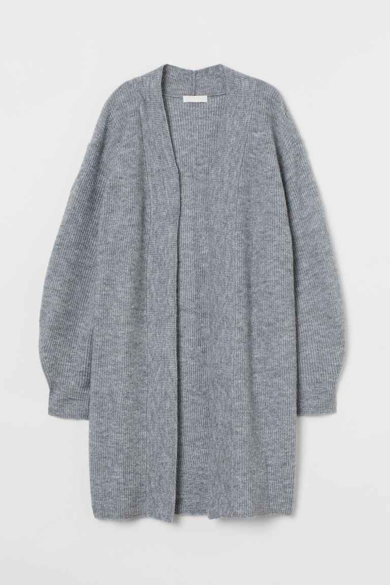 Longer, relaxed-fit cardigan in soft, rib-knit fabric with wool content. Dropped shoulders and lo... | H&M (US + CA)