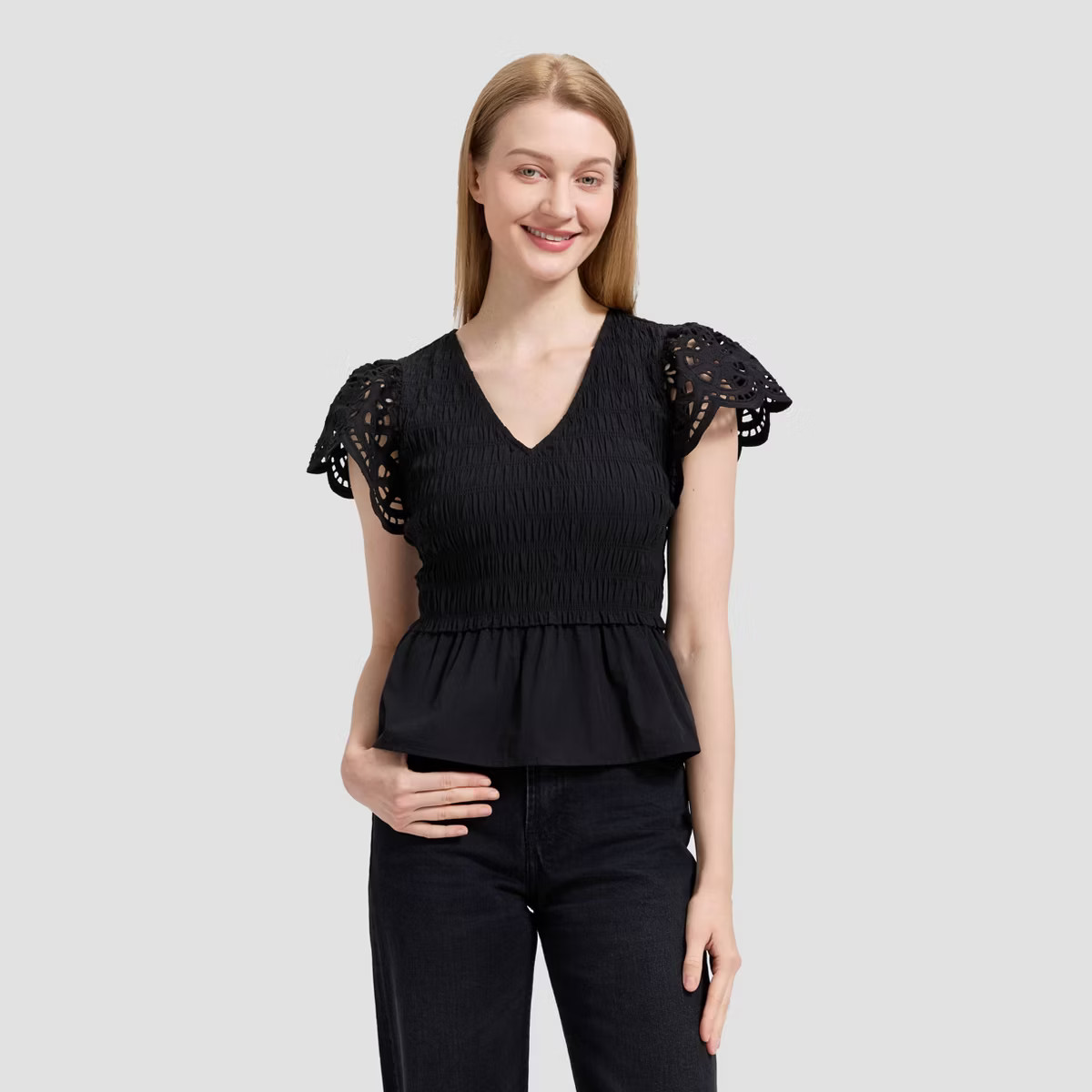 Women's Flutter Short Sleeve Blouse - Universal Thread™ | Target
