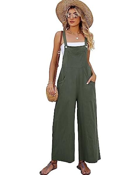 ANRABESS Women's Overalls Jumpsuit Casual Loose Sleeveless Adjustable Straps Bib Wide Leg Outfits... | Amazon (US)