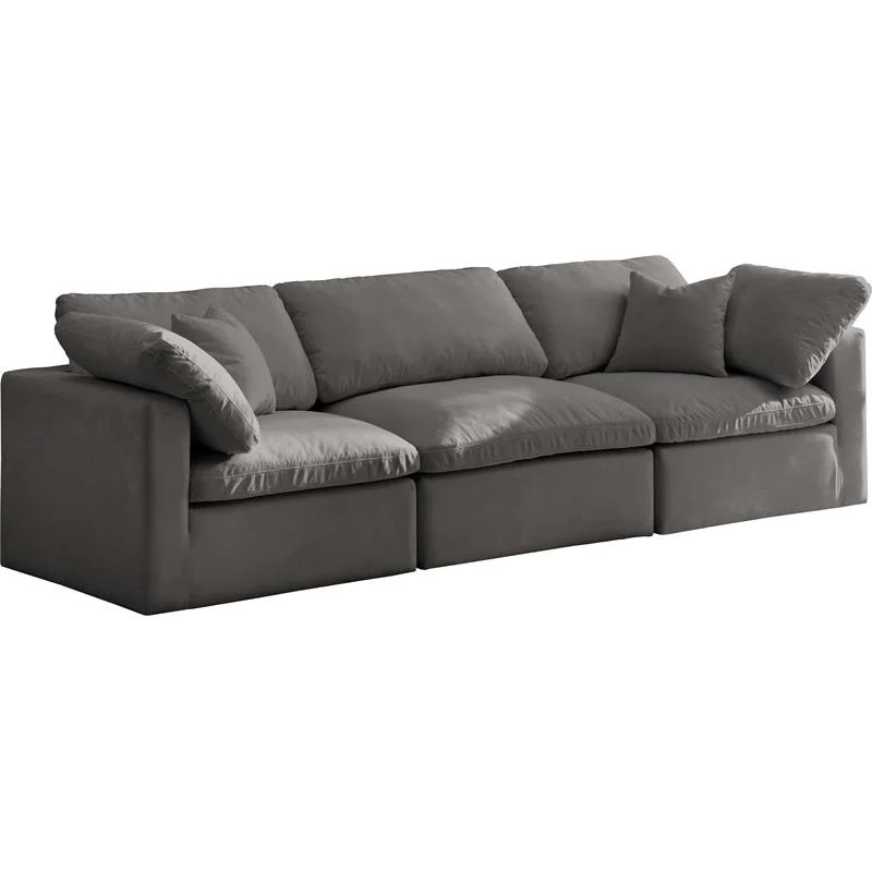Meridian Furniture Plush Standard Gray Velvet Modular Sofa | Walmart (US)
