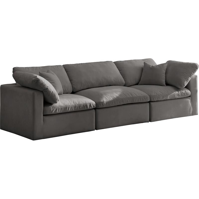 Meridian Furniture Plush Standard Gray Velvet Modular Sofa | Walmart (US)