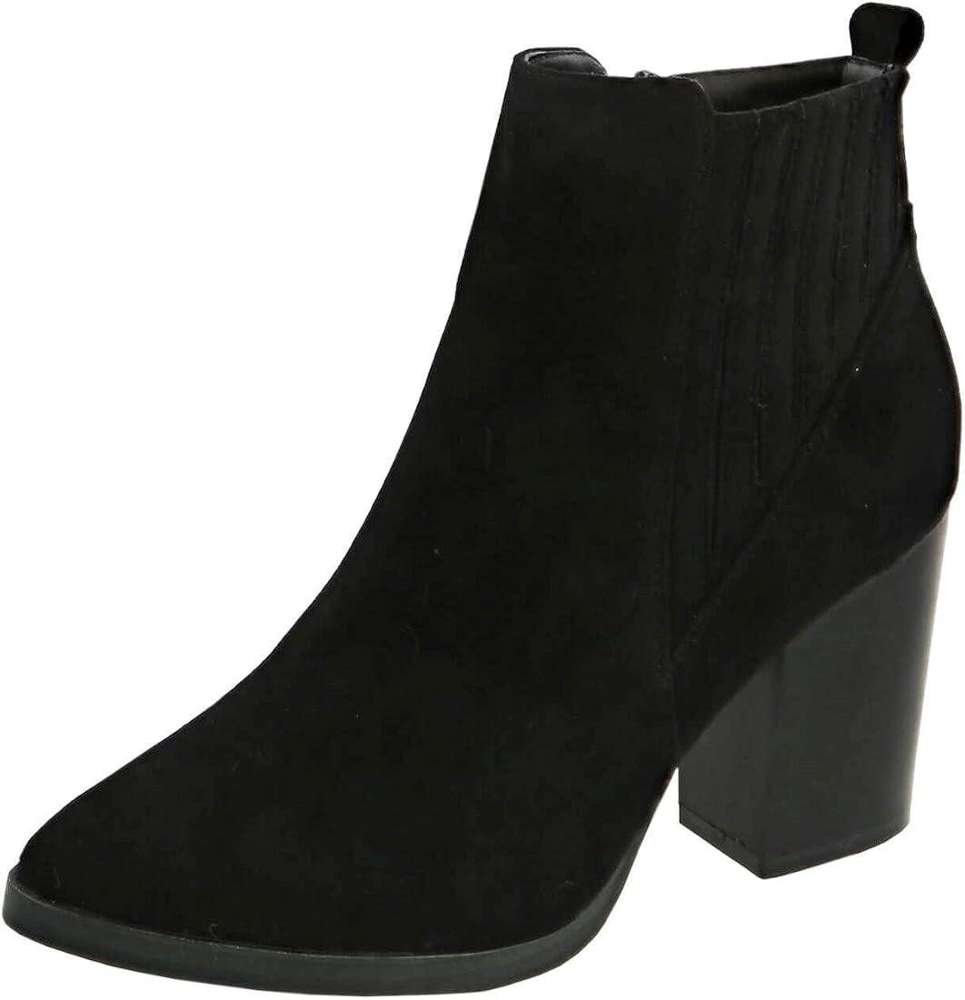 TOP Moda Womens Ankle Boots Chunky Stacked Mid Heel Elastic Chelsea | Amazon (US)
