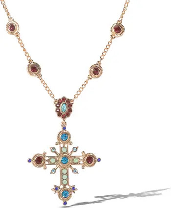 Crystal Gold-Tone Cross Pendant Necklace | Nordstrom