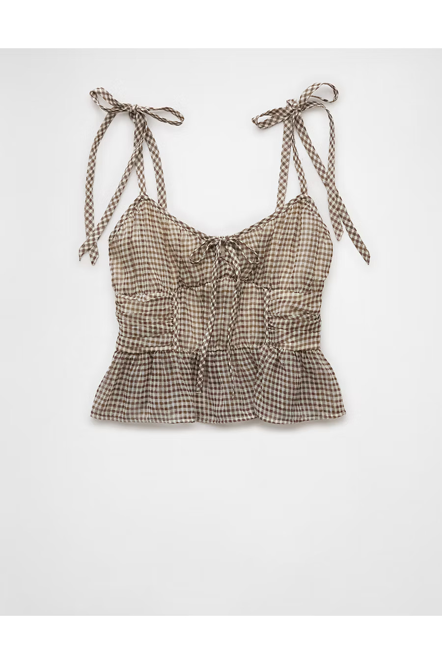 AE Corset Peplum Top Women's Brown XS | American Eagle Outfitters (US & CA)