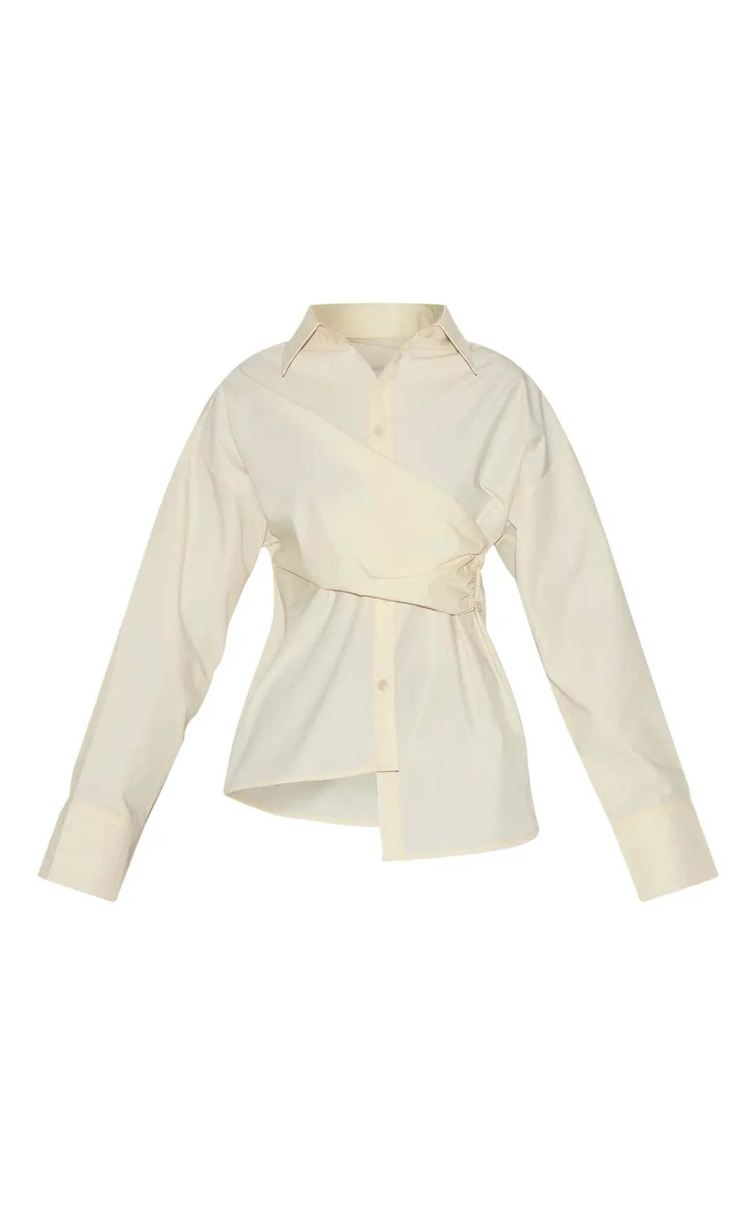 Lemon Asymmetric Drape Shirt | PrettyLittleThing | PrettyLittleThing UK