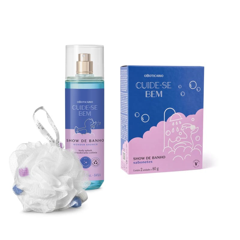 Combo Cuide-se Bem Show de Banho: Body Splash 200ml + Sabonetes em Barra 2x80g + Esponja de Banho... | oBoticario (BR)