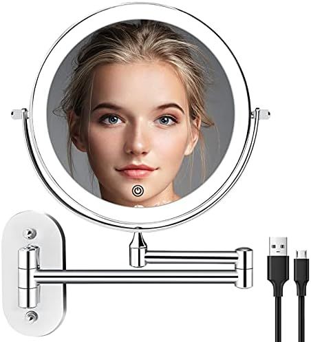 Amazon.com : Wall Mounted Lighted Makeup Vanity Mirror 8 inch 1X/10X Magnifying Mirror with 3 Col... | Amazon (US)