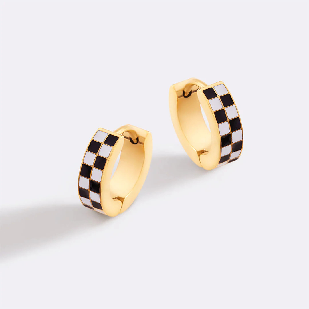 Checkered Hoop Earrings | Mint & Lily