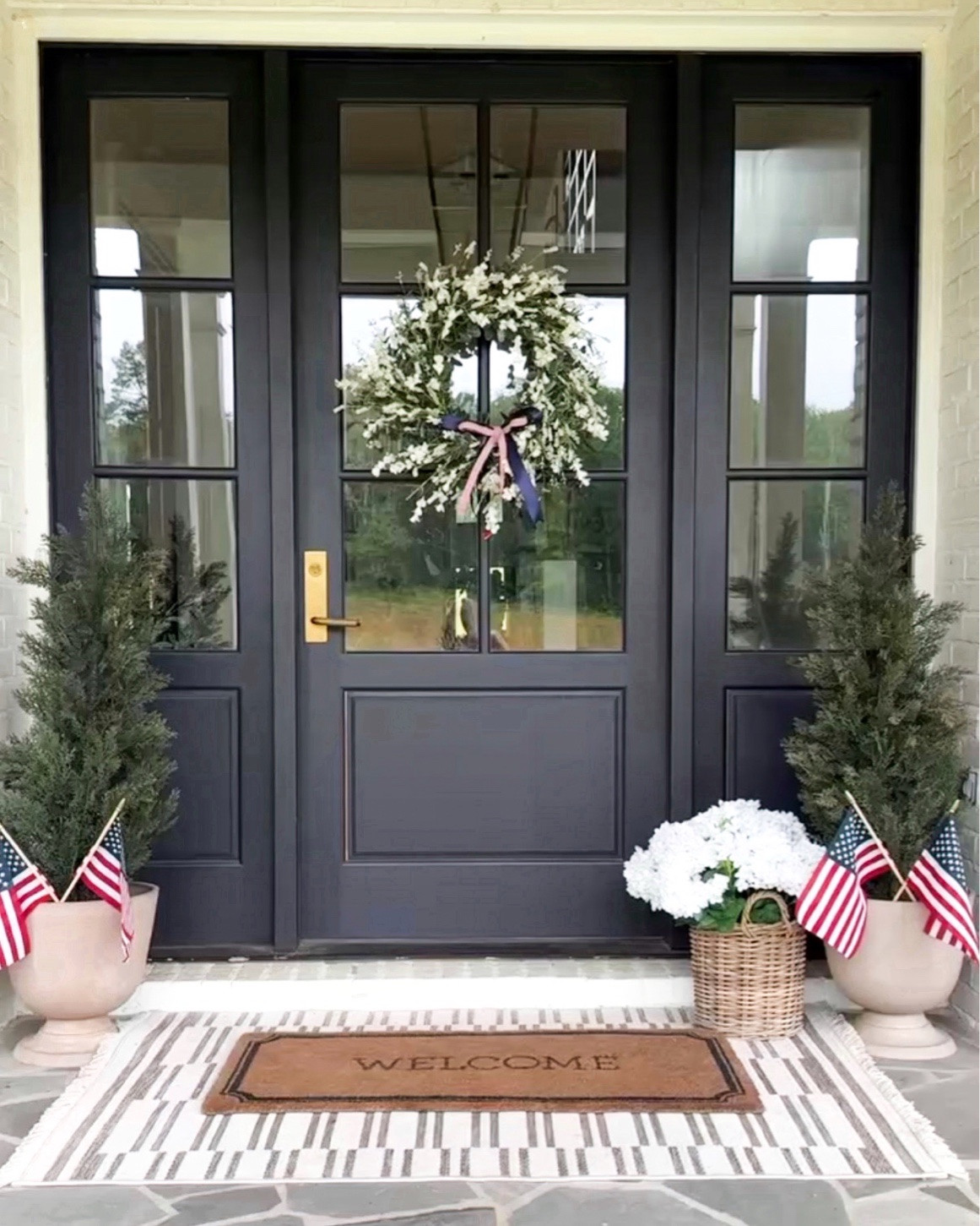 Our front door dressed up for an Americana summer ❤️🤍💙 

Everything is linked below. The wreath ribbon is from Hobby Lobby  

#LTKSeasonal #LTKHome