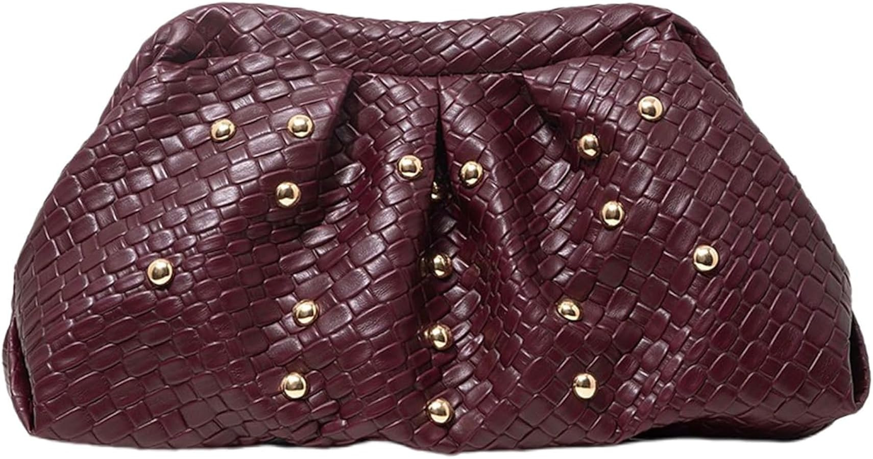 Verdusa Women's Rivet Decor Hobo Bags Ruched PU Leather Handbag Clutch Purses | Amazon (US)