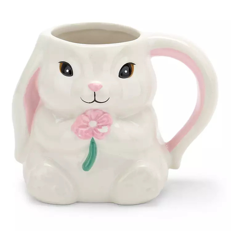 Bunny with Flower Shaped Mug | Kirklands