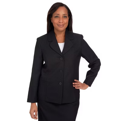 Alfred Dunner Women's Petite Classic Fitted Blazer Jacket, Black, Size 6P | Target