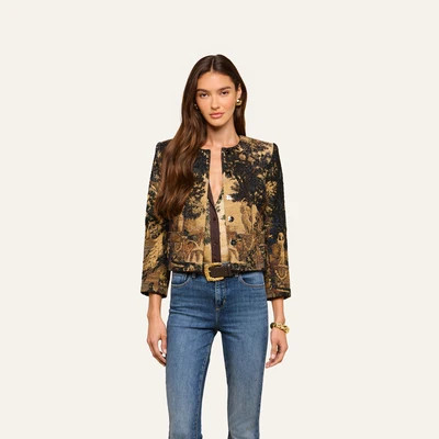 L'AGENCE Lian Tapestry Jacket In Multi Scenic Tapestry Print | L'Agence