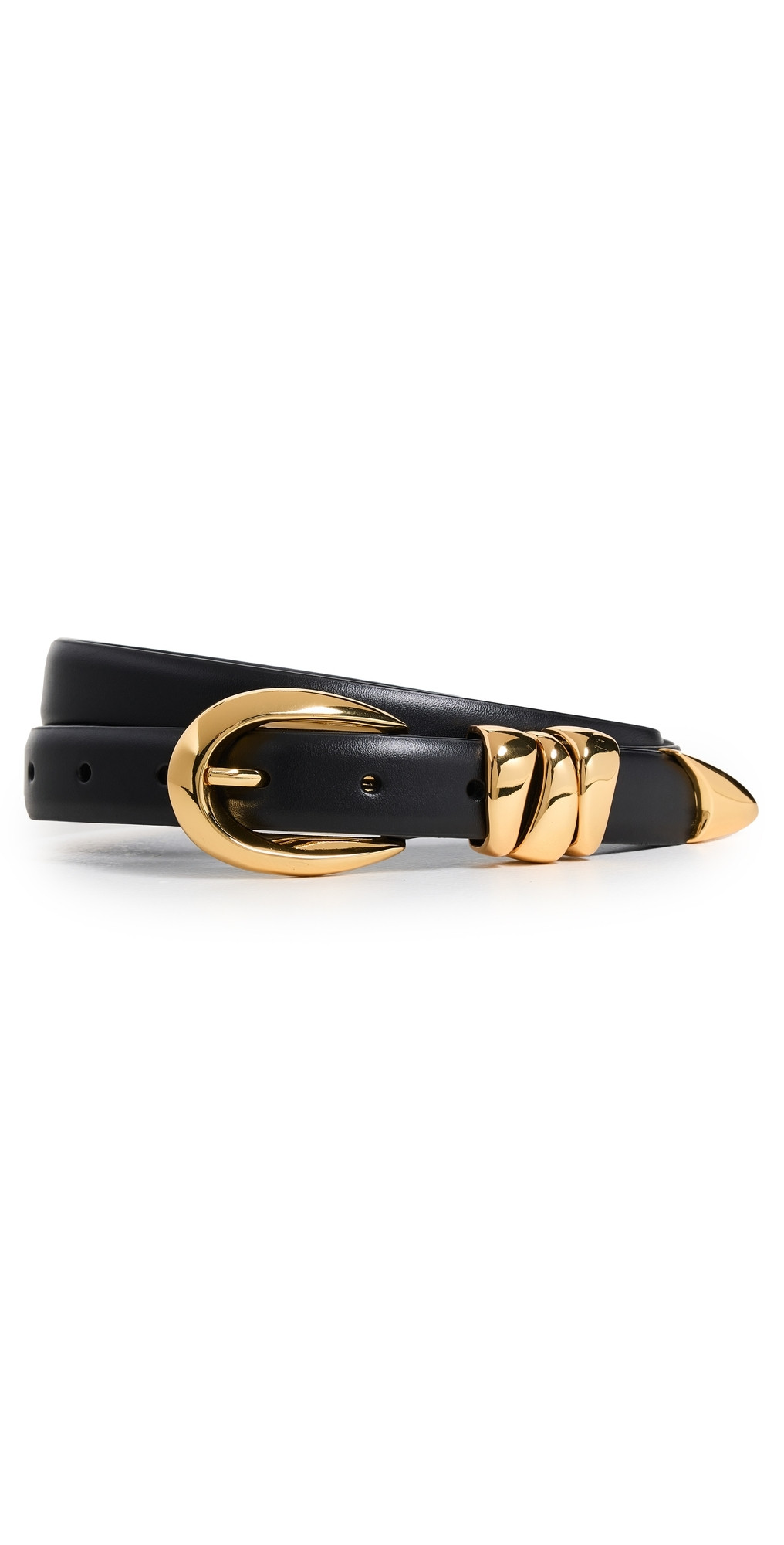 Madewell Triple Metal Keeper Gold Belt True Black with Gold Hardware XL | Shopbop