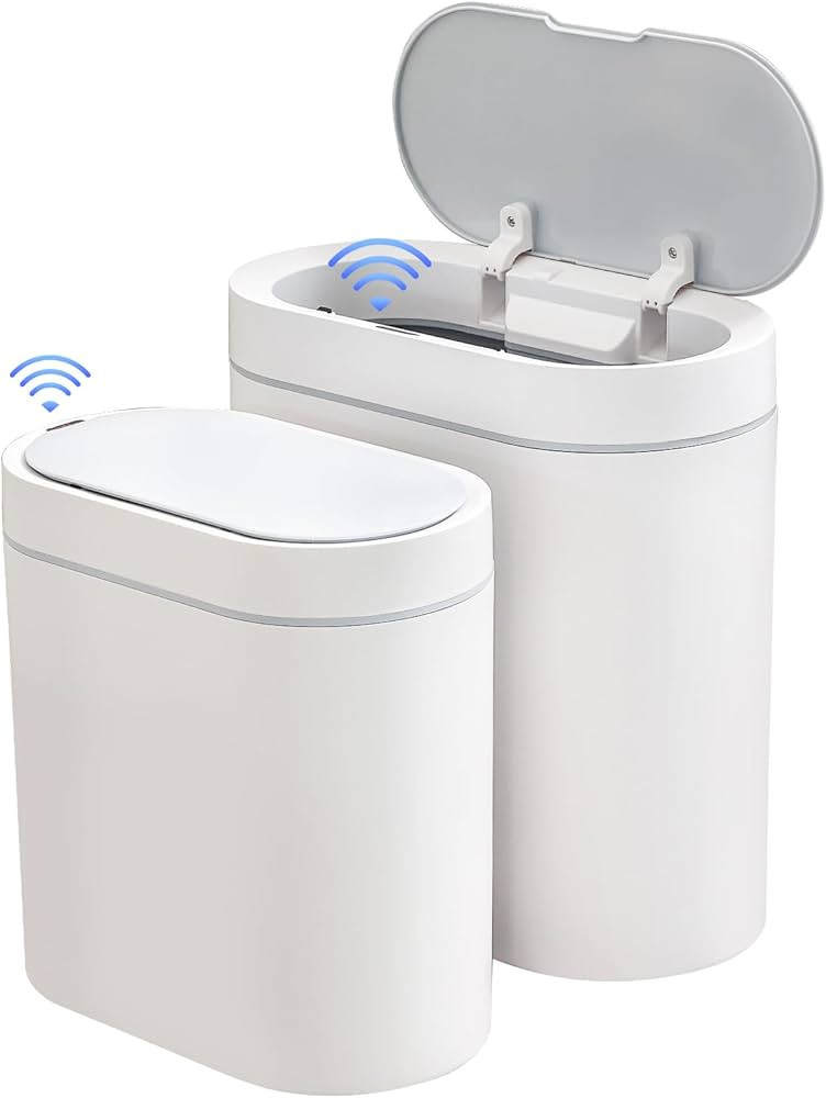ELPHECO 2 Pack Bathroom Motion Sensor Trash can 2.5 Gallon + 2 Gallon Automatic Garbage Can Bathr... | Amazon (US)