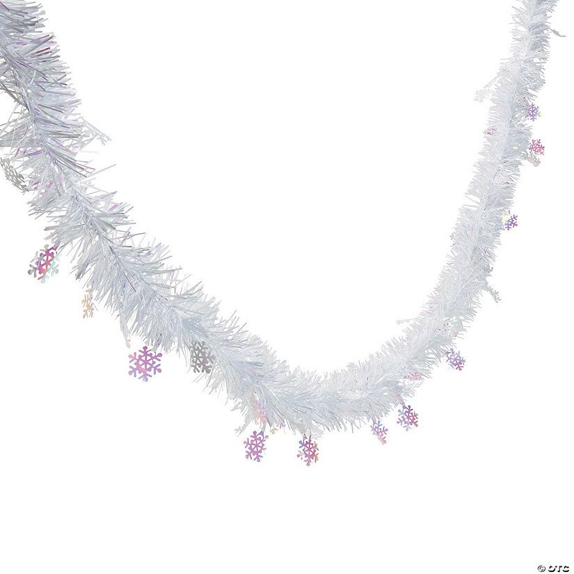 13 Ft. Iridescent Snowflake Tinsel Garland | Oriental Trading Company