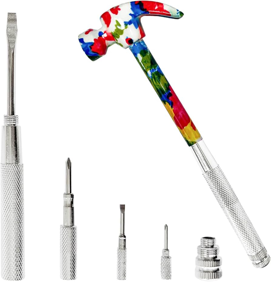 Multifunktionaler 6-in-1 Blumenhammer und Schraubendreher-Werkzeug, Multitool-Hammer, Campinghamm... | Amazon (DE)