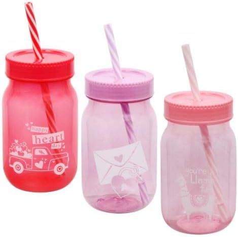 Valentine's Day-Themed Mason Jar with Lid and Straw, 16 oz. | Amazon (US)