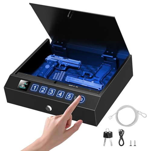 Gun Safe,Biometric Gun Safe for Handgun，USB Rechargeable Pistol Safe - Quick Access Handgun Safe for Firearm,Gun Lock Box With Interior Light For Nightstand，Car & Home Security | Amazon (US)