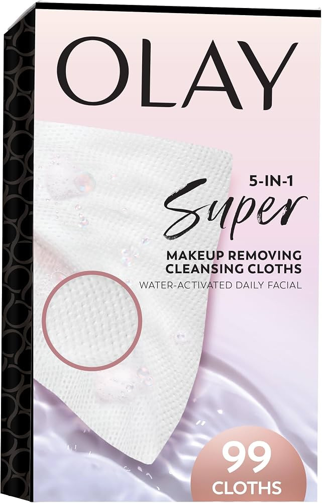 Olay Super Daily Facial Cleansing Cloths, Lathering Face Cleansing Wipes for Daily Cleanser, Sing... | Amazon (US)