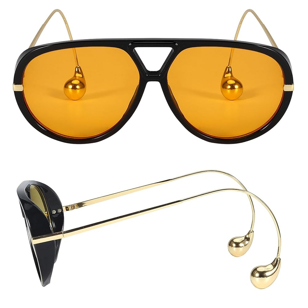 Oversized Aviator Sunglasses with Earring for Women Large Big UV400 Protection Designer 2025 Ladi... | Amazon (US)
