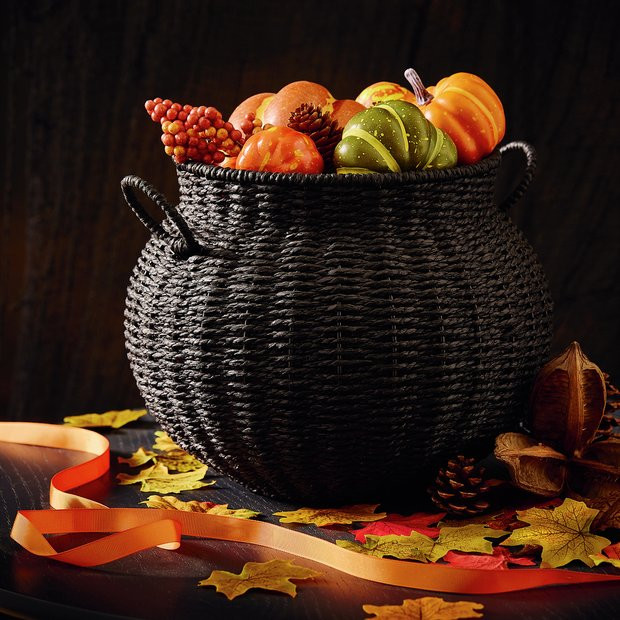 Buy Argos Home Black Woven Cauldron Basket Halloween Decoration | Halloween decorations | Argos | argos.co.uk
