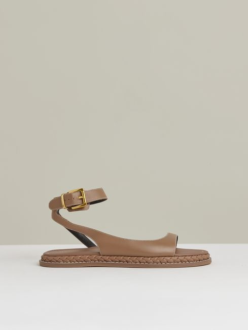 Leather Plait Detail Sandals | Reiss UK