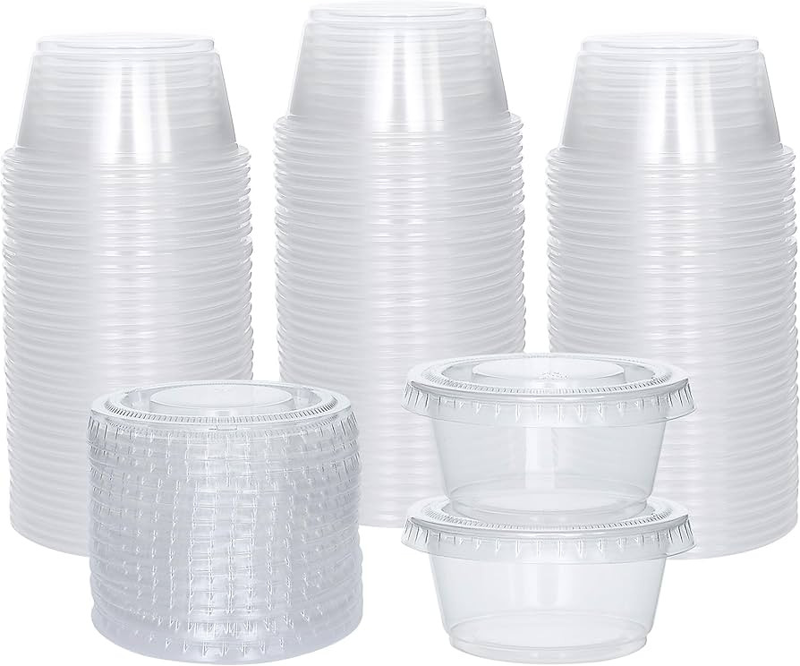 [100 Sets 2 oz Small Plastic Containers with Lids, Jello Shot Cups, Disposable Portion Cups, Cond... | Amazon (US)