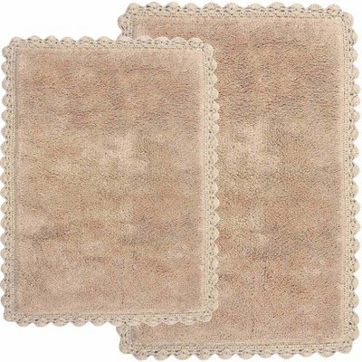 2pc Solid Crochet Bath Rug Set Linen - Chesapeake | Target