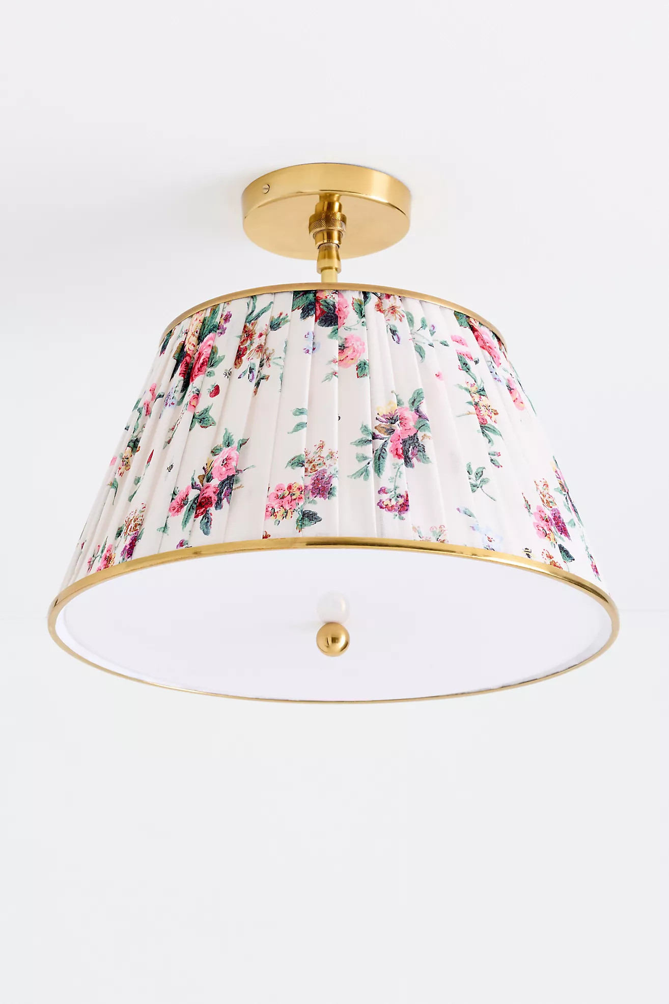 Lee Brass 16" Ruched Printed Semi-Flush Mount Light | Anthropologie (US)