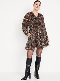 Waist-Defined Long-Sleeve Mini Dress for Women | Old Navy (US)