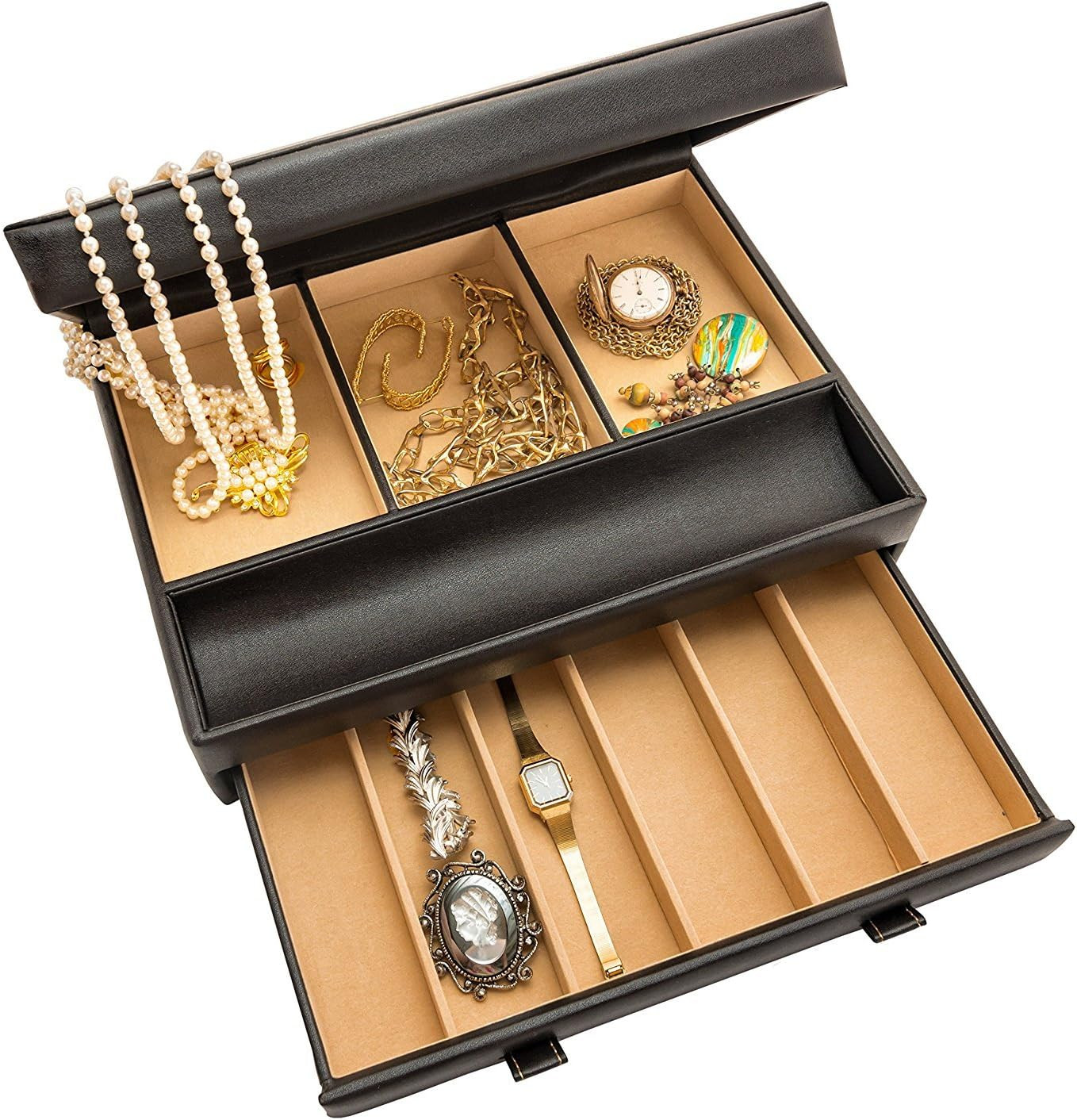Stock Your Home Luxury Mens Dresser Valet Organizer for Watches, Jewelry and Accessories - Large ... | Amazon (US)