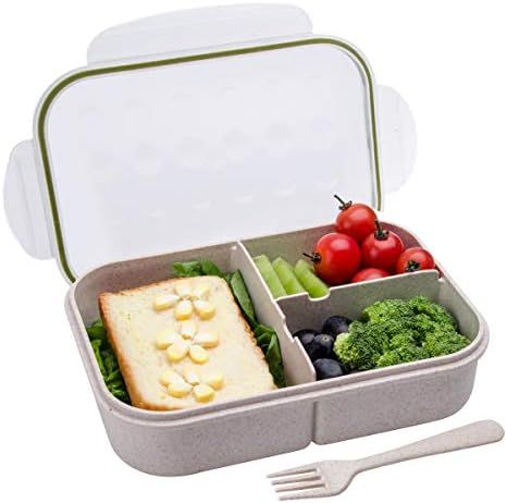 Bento Box,Bento Lunch Box for Kids and Adults, Leakproof Lunch Containers with 3 Compartments, Lu... | Amazon (US)