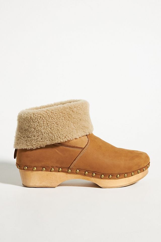 Penelope Chilvers Shearling-Cuffed Clog Boots | Anthropologie (US)