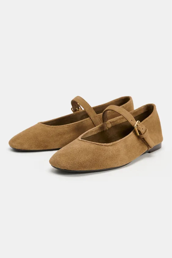 Ballerina aus Veloursleder | Zara DE