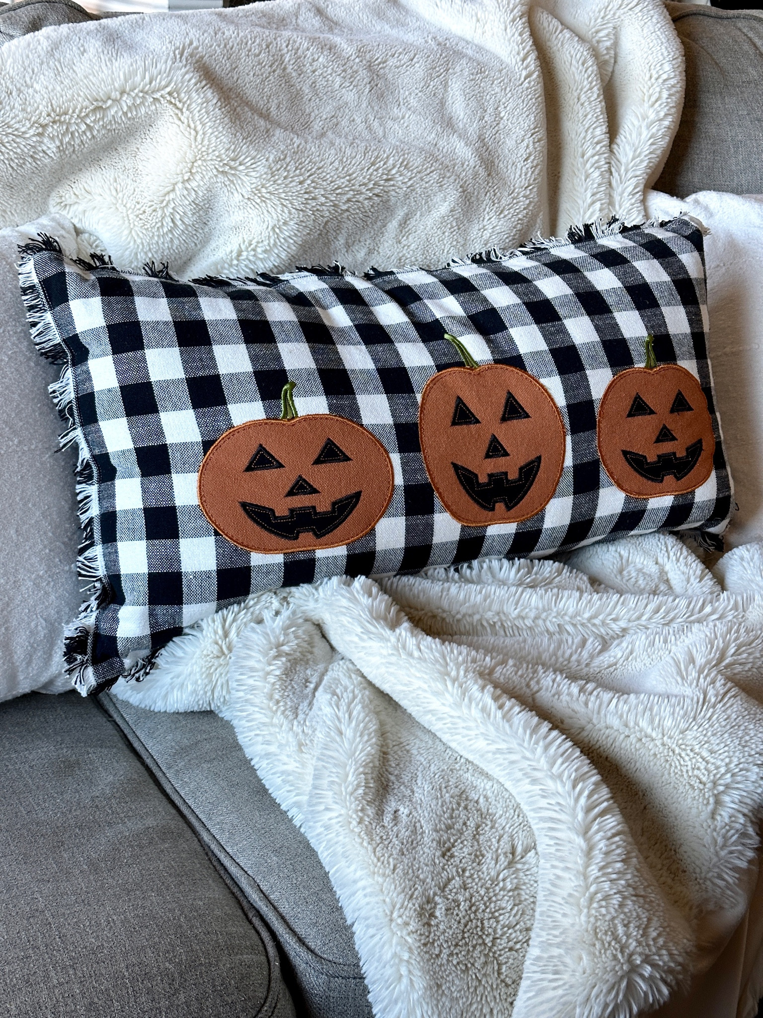 Feels like Halloween in the house with this jack-o-lantern pillow! 

Jack-o'-Lantern Trio Buffalo Check Halloween Throw Pillow

#LTKSeasonal #LTKHalloween #LTKfindsunder50