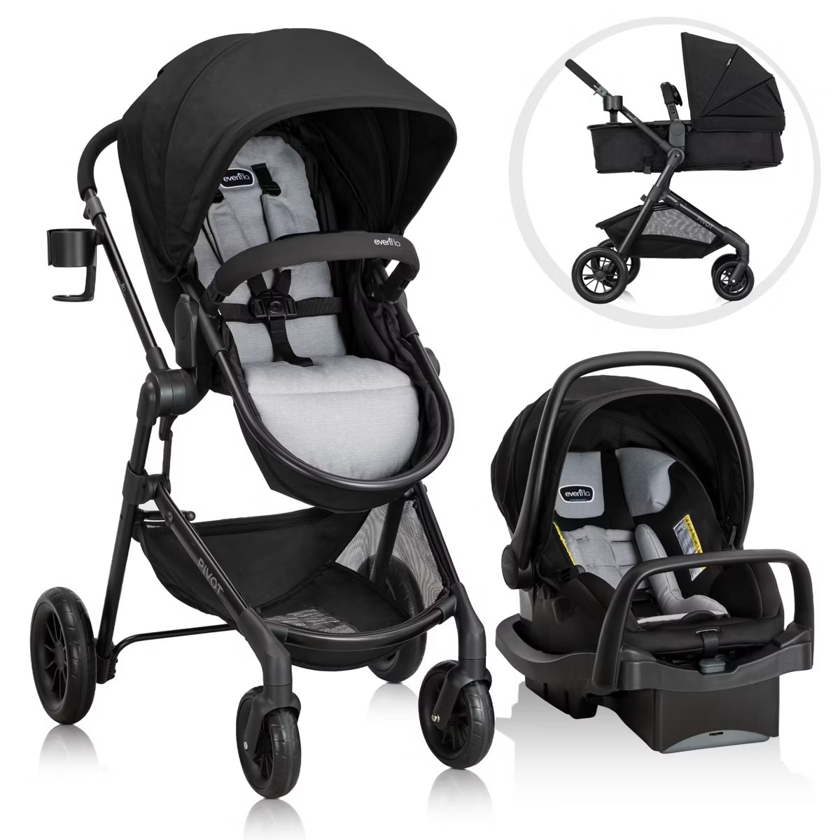 Evenflo Pivot Modular Travel System with LiteMax Infant Car Seat with Anti-Rebound Bar | Target