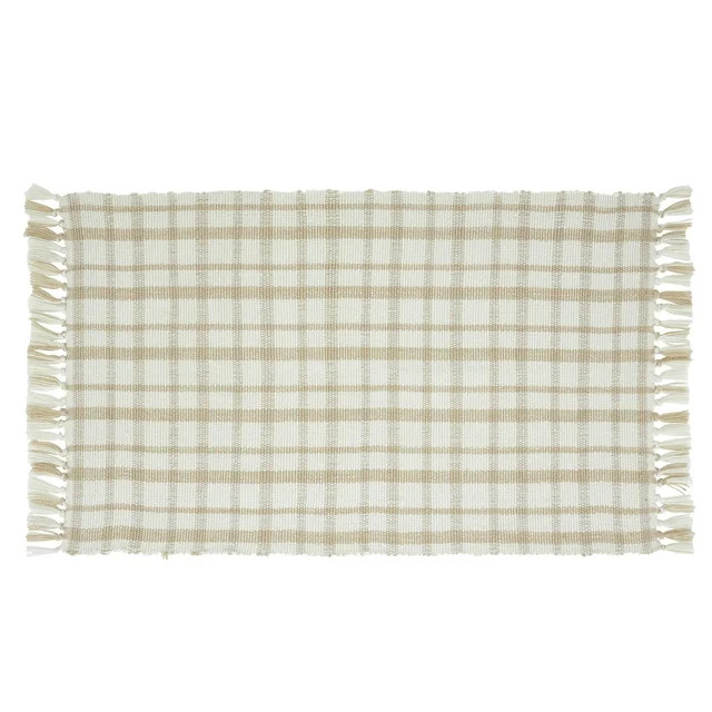 My Texas House Tan Plaid Indoor/Outdoor Layering Rug, 24" x 38" | Walmart (US)