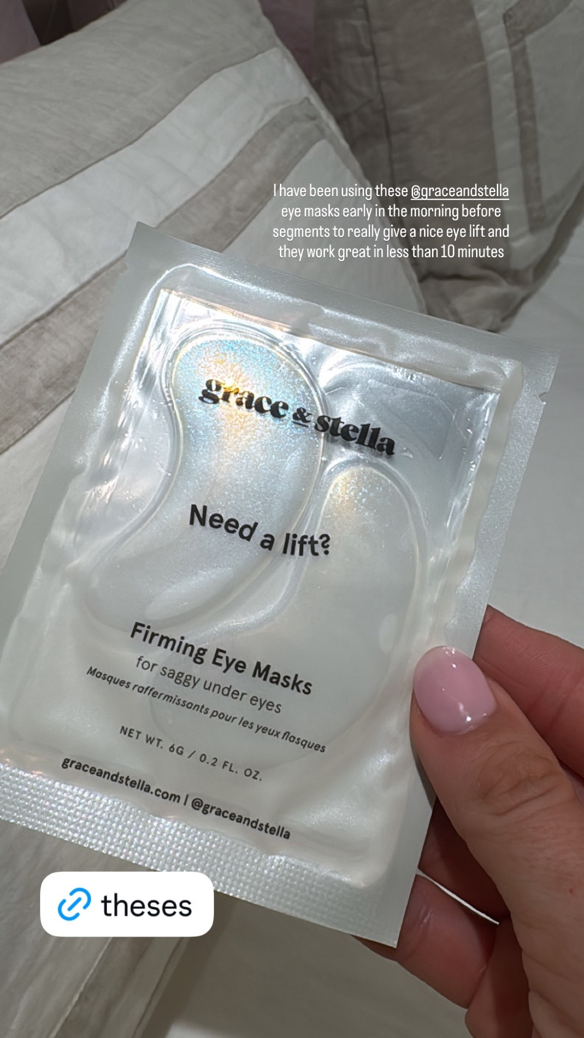 I have been using these @graceandstella eye masks early in the morning before segments to really give a nice eye lift and they work great in less than 10 minutes 