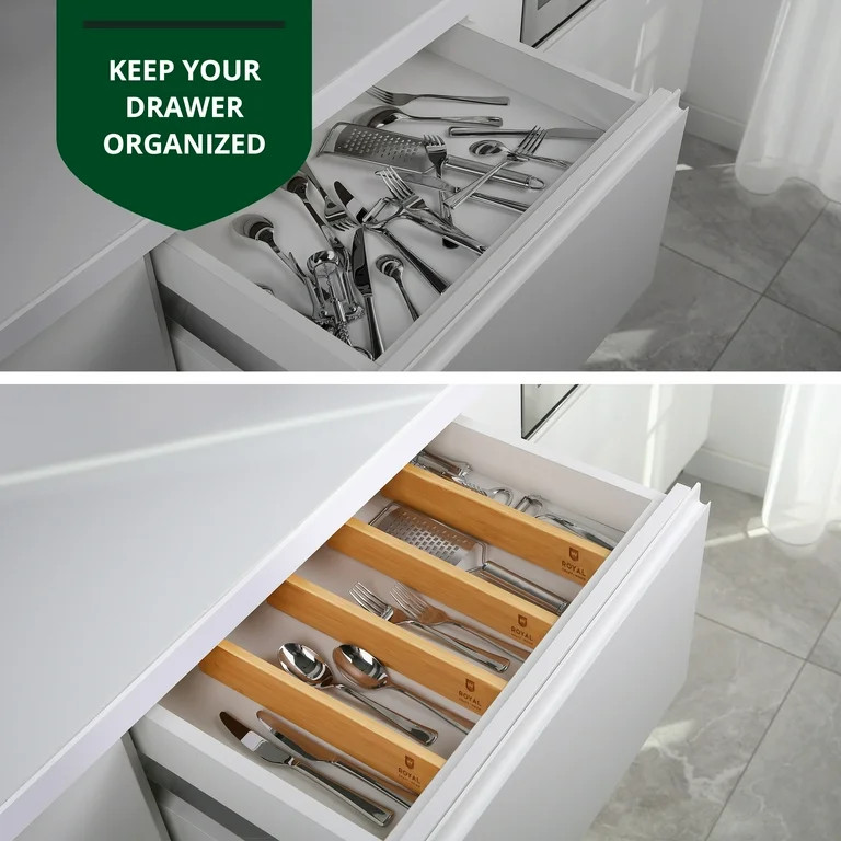 Royal Craft Wood Expandable Bamboo Drawer Dividers – 4-Pack Adjustable Drawer Organizer Separat... | Walmart (US)