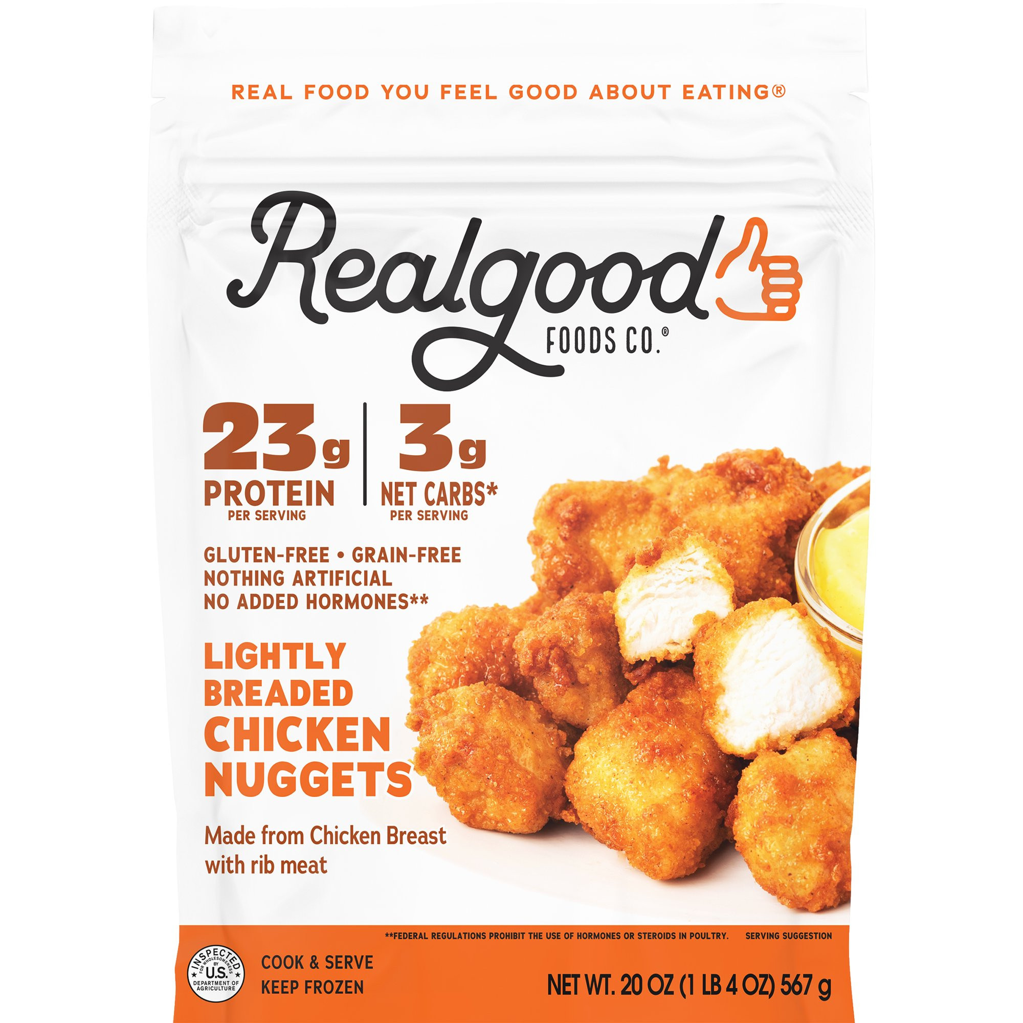 Realgood Foods Co. Lightly Breaded Chicken Breast Nuggets, 20 oz Bag (Frozen) | Walmart (US)