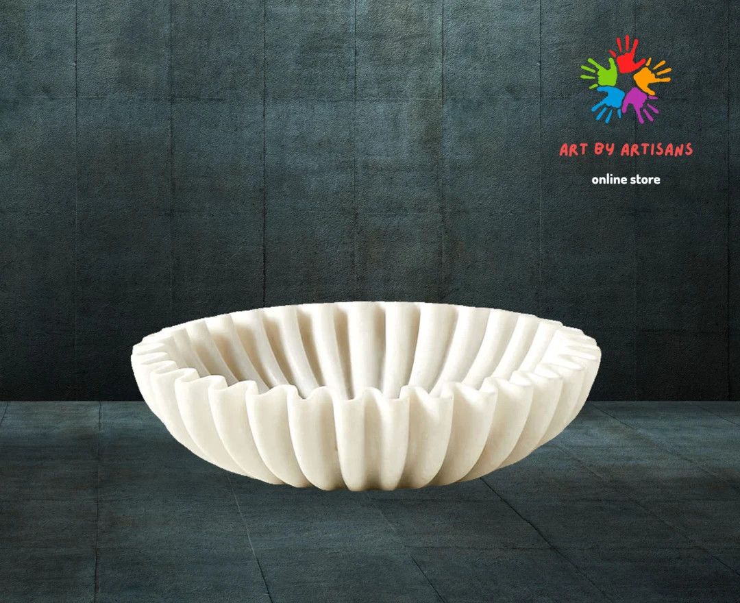 Marble Fluted Bowl, Scalloped Bowl, Marble Ruffle Bowl, Marble Jewellery Dish, Marble Lotus Bowl,... | Etsy (US)