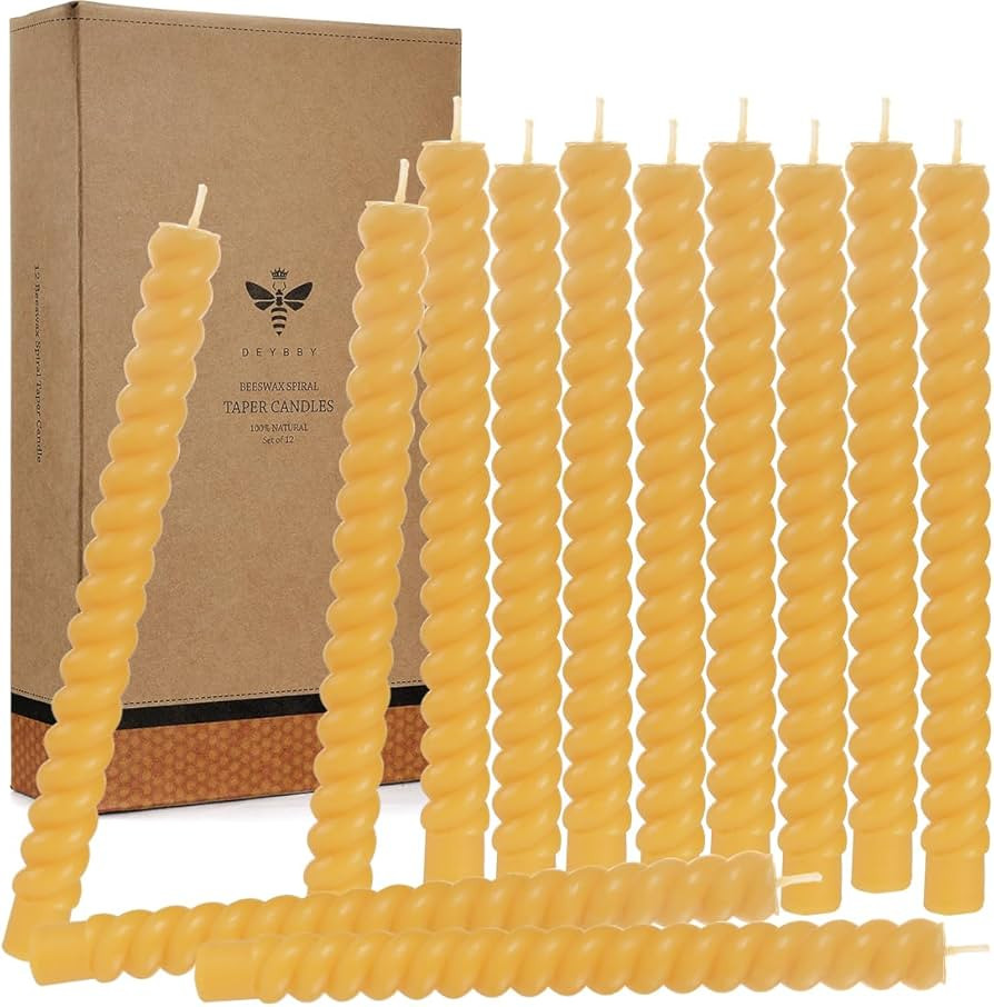DEYBBY Natural Viral Beeswax Candles, Dripless and Smokless 10 inch Twisted Pure Beeswax Candles ... | Amazon (US)